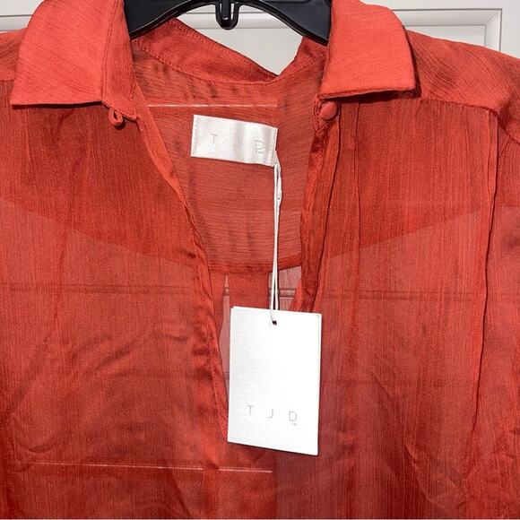 TJD The Jetset Diaries Ara Rust Burnt Orange Blouse Small - Picture 10 of 12
